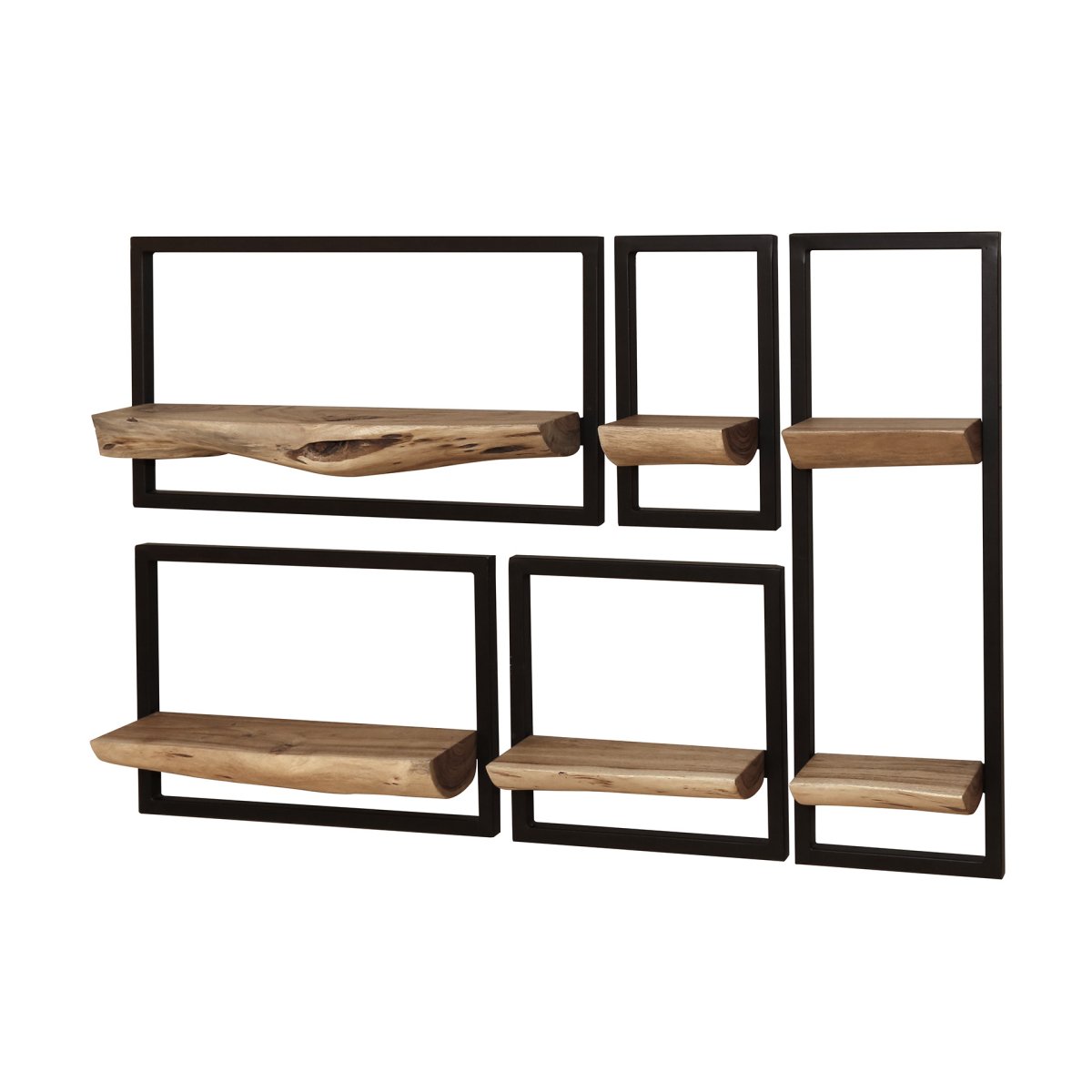 Wandplanken Edge | set van 5 | massief acacia | 25x12x75 cm - Afbeelding 5