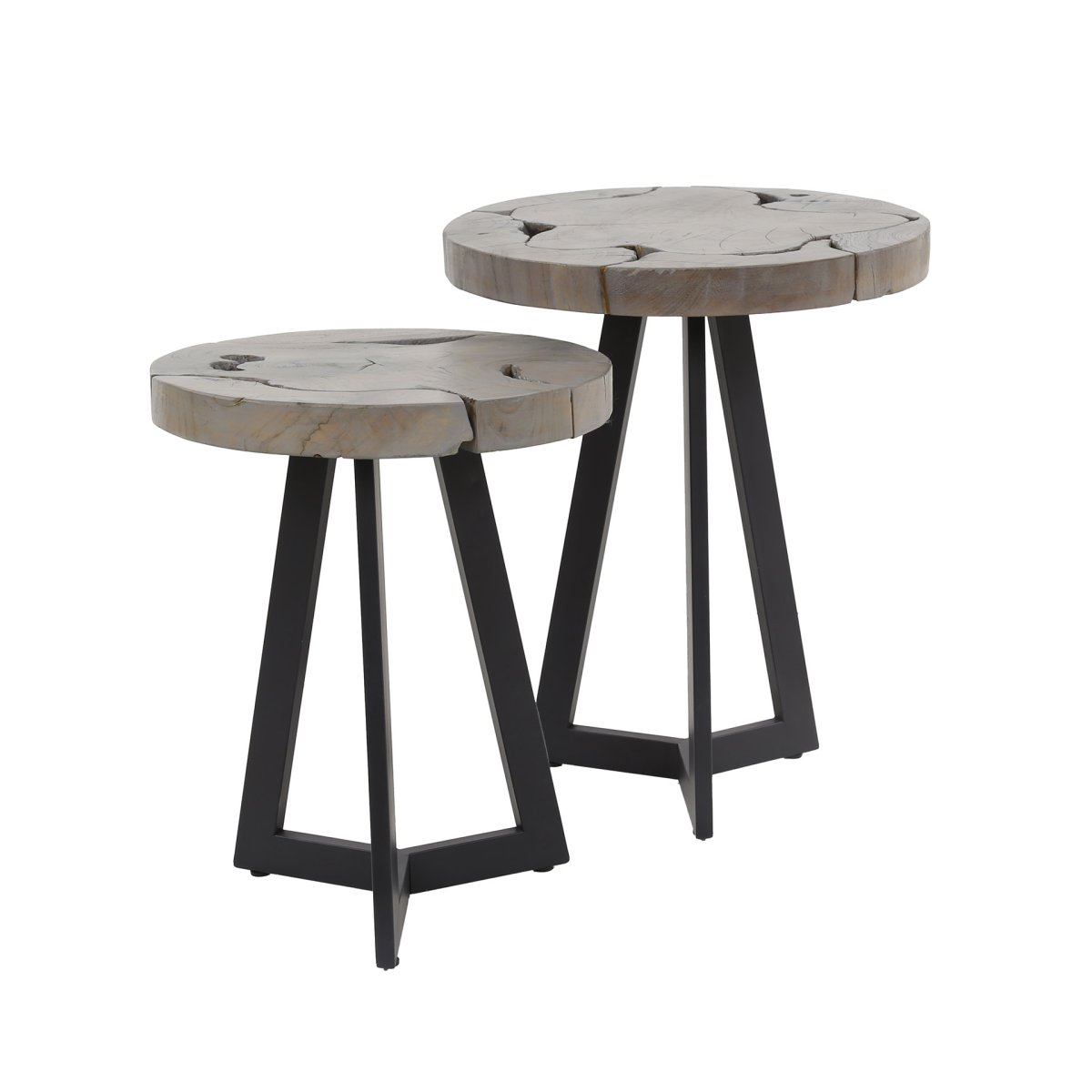 Bijzettafel set | 2 stuks | 40x40x50 cm | grijs gemixt - Afbeelding 4