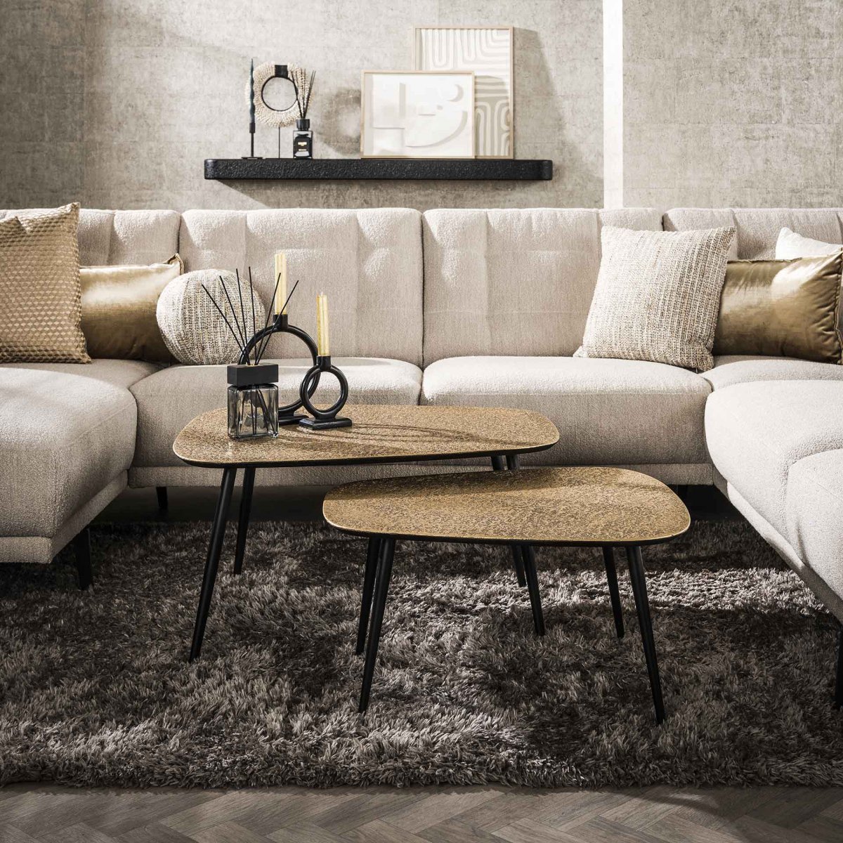 Salontafel set|2 XXL metallic | Brons antiek - Afbeelding 2
