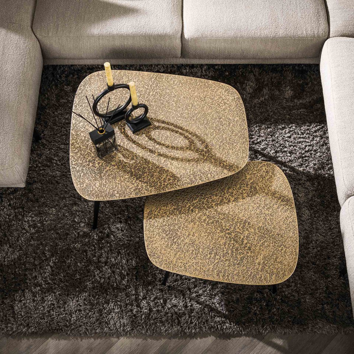 Salontafel set|2 XXL metallic | Brons antiek - Afbeelding 3