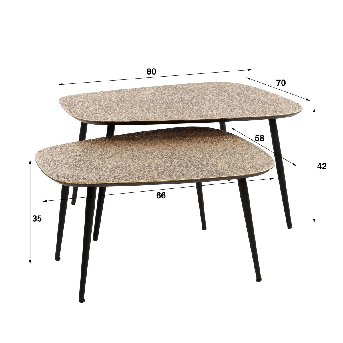 Salontafel set|2 XXL metallic | Brons antiek - Afbeelding 5