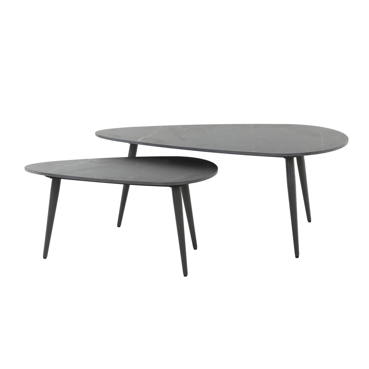 Salontafel set van 2 niervormig | Ceramic | 100x50x40 cm | zwart - Afbeelding 4