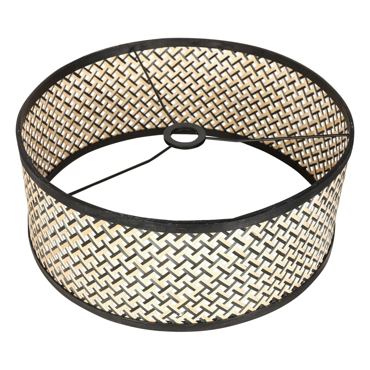 Lampenkap rond trendy | Ø 20 cm | naturel & zwart - Afbeelding 3