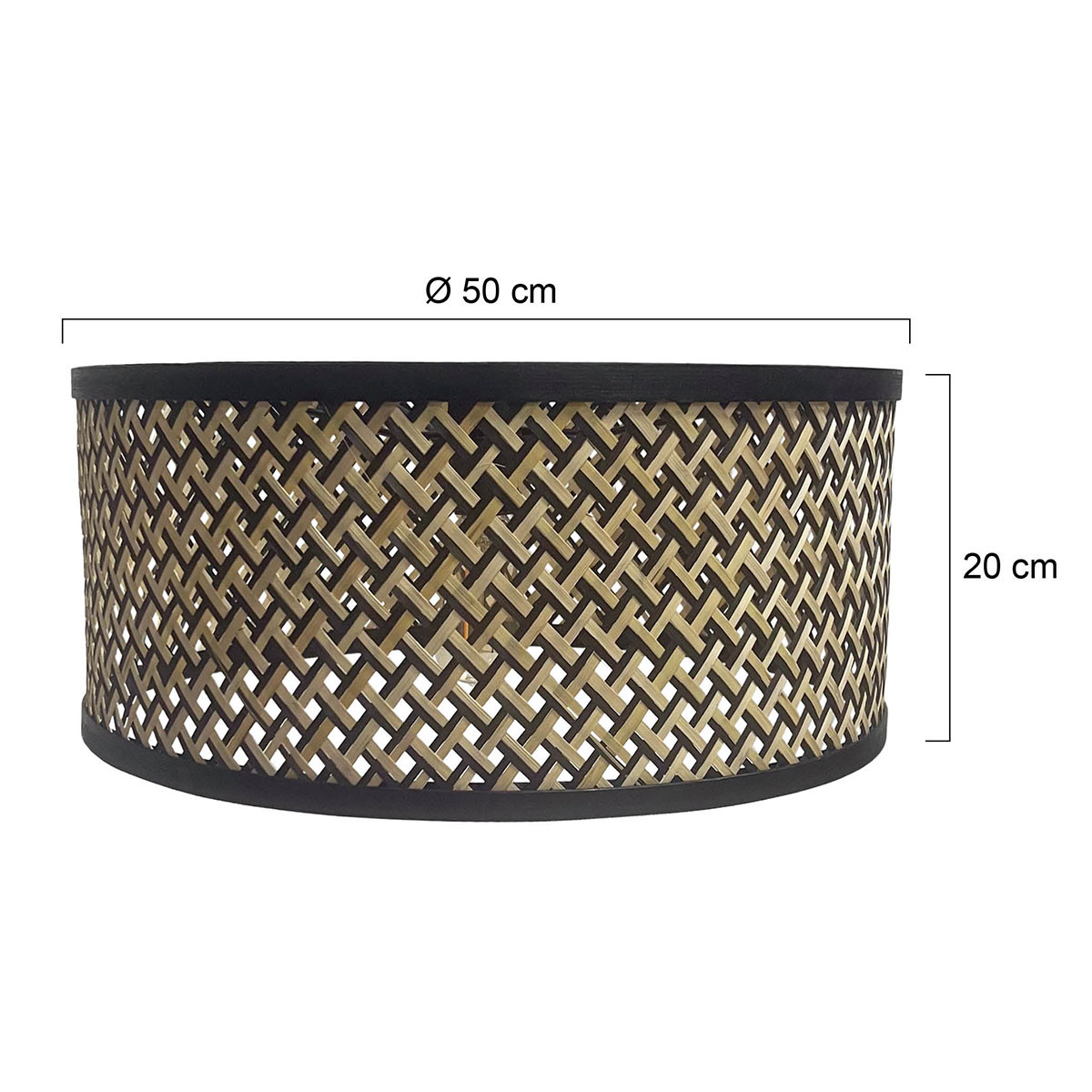 Lampenkap rond trendy | Ø 20 cm | naturel & zwart - Afbeelding 7
