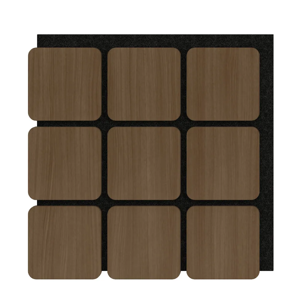 ISODECO Akoestische Panelen Kubus Hout Donker Gerookt Naturel Eiken Bruin met Zwart Vilt