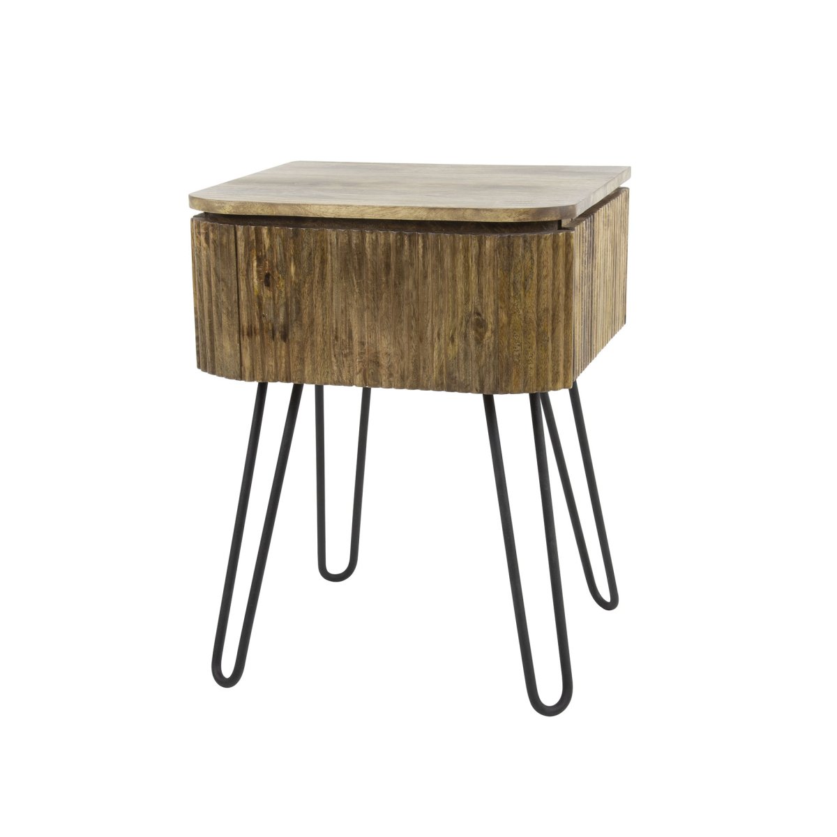 Nachtkastje Wave | 1 lade | 45x40x60 cm | massief mango | zandkleur - Afbeelding 6