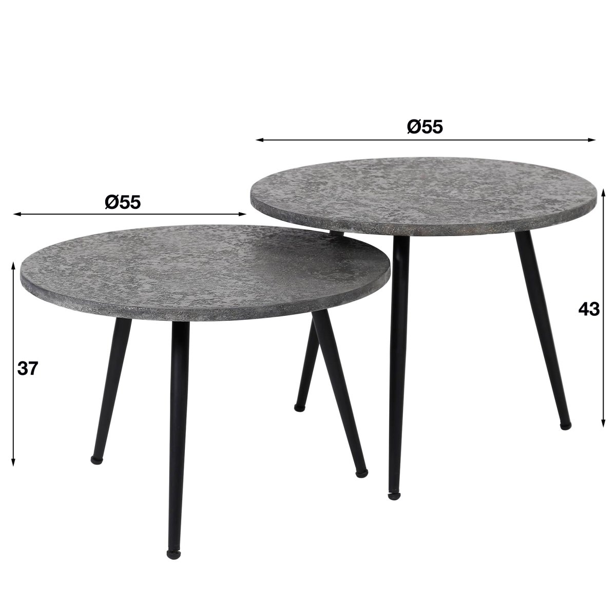 Salontafels set van 2 | Ø 55 cm | Metallic buis | grijs - Afbeelding 5