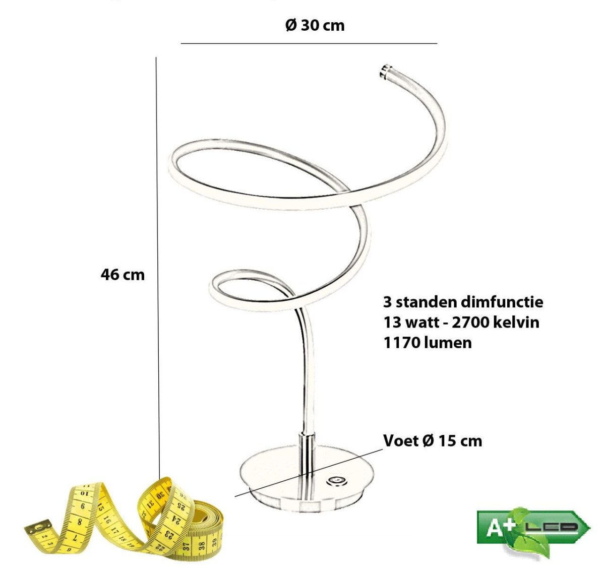 Tafellamp Curle Zwart - Afbeelding 3