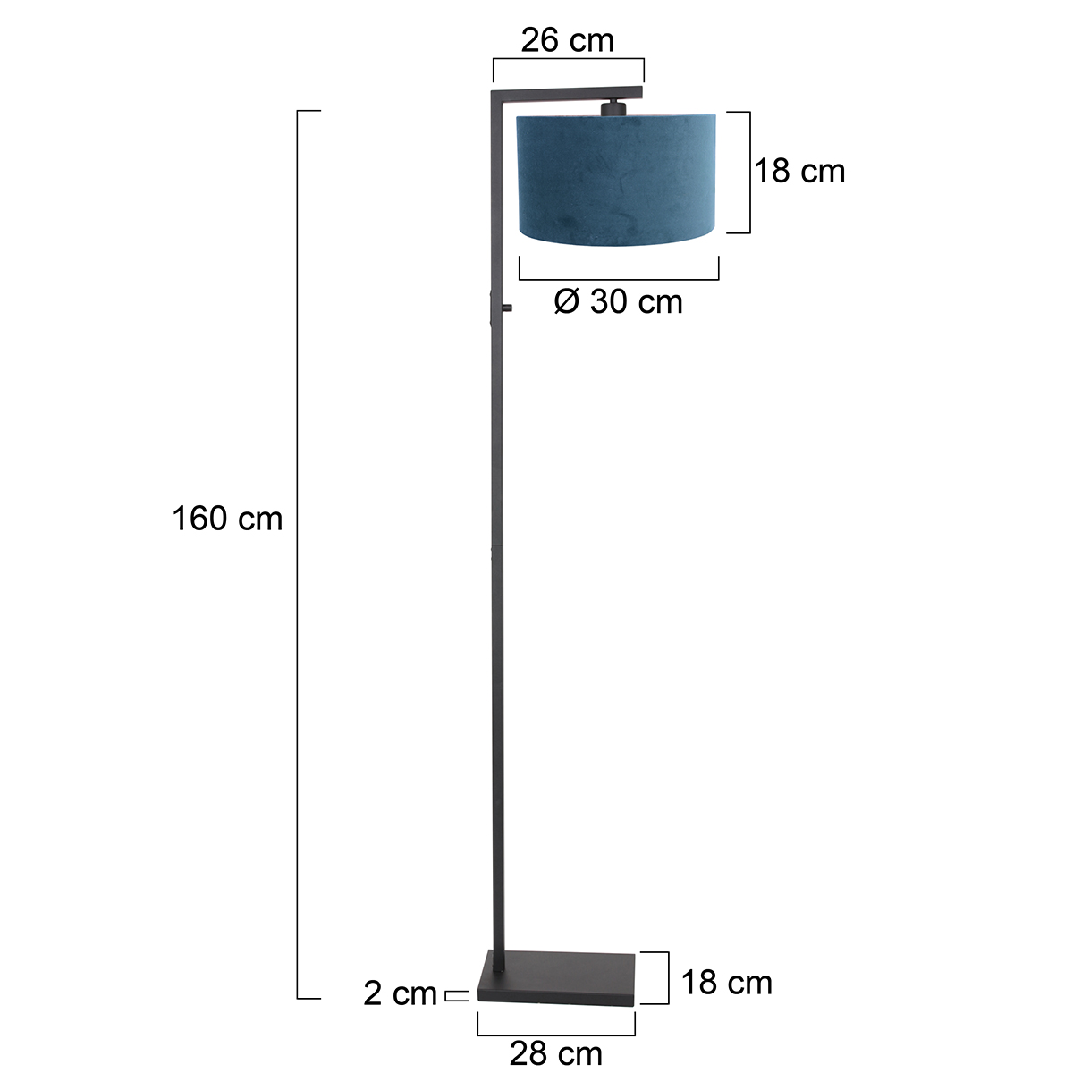 Vloerlamp Stang | 1 lichts | Ø 30 cm | 160 cm | goud & mat zwart - Afbeelding 7