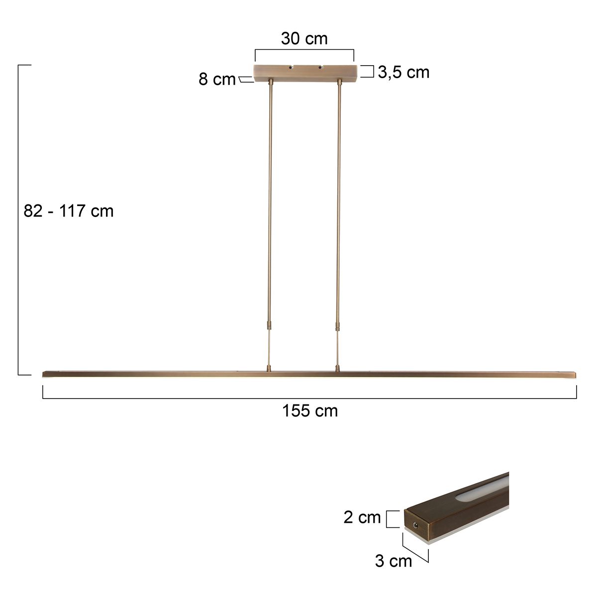 Hanglamp Zelena LED Brons 155CM - Afbeelding 4